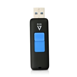 V7 VF38GAR-3E 8 GB USB Flash Drive, USB Type-A 3.2 Gen 1 (3.1 Gen 1), Black, Blue