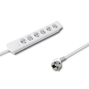 Qoltec 50264 Smart Power Strip, 6 x Type F (CEE 7/4) Outlets, 1.4 m, 3680 W, White