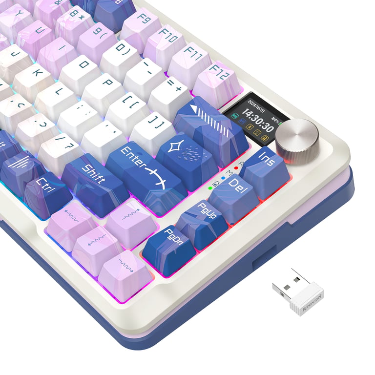 REDRAGON K708AK-RGB-PRO FLEKACT klawiatura USB + RF Wireless + Bluetooth Biały