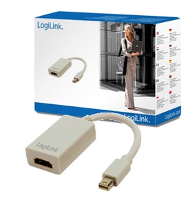 LogiLink Mini DisplayPort / HDMI Adapter 0.1 m HDMI Type A (Standard) Gray