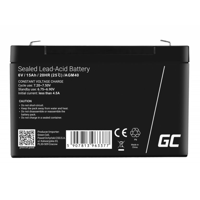 Green Cell AGM40 akumulator VRLA AGM 6 V 15 Ah