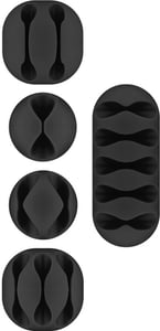 Goobay 70683 Cable Organizer for Desk/Wall, Cable Clips, Black, 5-pack