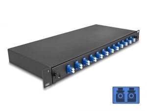 DeLOCK 19″ Fiber Optic Patch Panel, 12 x LC Duplex OS2, 1U, Full Mount