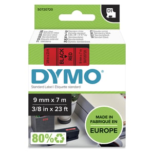 DYMO D1 oryginalne etykiety | rolka 9 mm x 7 m | czarny nadruk na czerwonym samoprzylepne etykiety do drukarek etykiet LabelManager