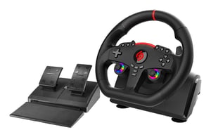 Subsonic Superdrive 270 GT Black USB Steering Wheel + Pedals for Nintendo Switch, Nintendo Switch 2, PC, PlayStation 4, Xbox One, Xbox Series S, and Xbox Series X