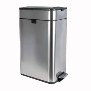 MAUL 9504094 Rectangular Trash Can, Stainless Steel, Black, Silver