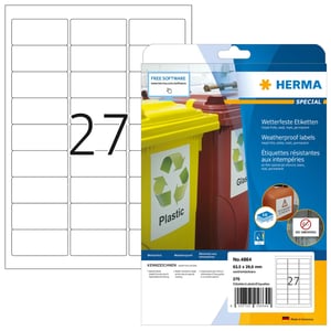 HERMA 4864 bedruckbare Etiketten, weiß, selbstklebende Etiketten zum Bedrucken