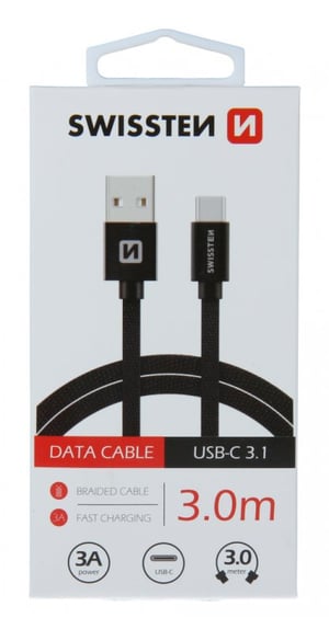Swissten 71527900 kabel USB 3 m USB C USB A 0,48 Gbit/s