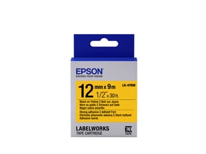 Epson Etikettenkassette mit starker Klebekraft LK-4YBW Schwarz/Gelb 12 mm (9 m)