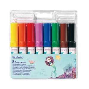 Herlitz Meramid Marker, Bold, Black, Blue, Brown, Green, Orange, Pink, Red, Yellow, 8-pack
