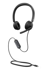 Microsoft Modern USB-C-headset, trådbundet headset med huvudband, kontor/callcenter, USB Type-C, svart