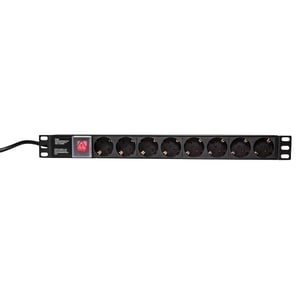 LogiLink PDU8C01 strömfördelare (PDU) med 8 nätuttag, 1U, svart