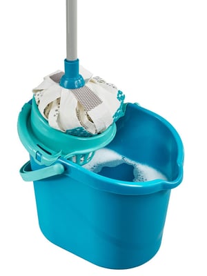 Leifheit 52106 mop Bawełna, Włókno Suchy i Mokry Niebieski, Biały