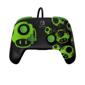 PDP REMATCH: 1-Up Glow in the Dark Svart, Grön USB-gamepad Analog/Digital Nintendo Switch, Nintendo Switch OLED