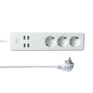 WOOX R4028 Smart Power Strip, 3 Type F (CEE 7/4) Outlets, 1.8 m, 4 3680 W, White
