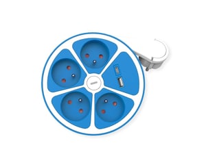 ROLINE 19.07.2342 Verteiler 1,5 m, 4 x Netzsteckdose, für den Innenbereich, Blau, Weiß
