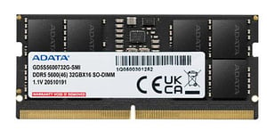 ADATA Gold-minnesmodul 32 GB 1 x 32 GB DDR5 5200 MT/s 262-stifts SO-DIMM