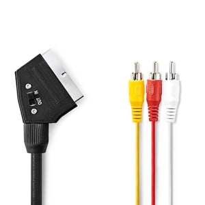Nedis CVGL31130BK20 2 m SCART Cable (21-pin) to 3 x RCA, Black
