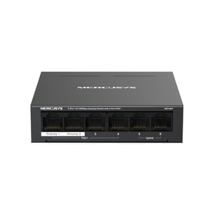 Mercusys MS106P Netzwerk-Switch, unmanaged, Fast Ethernet (10/100), PoE-Unterstützung, Tisch-/Wandmontage, schwarz