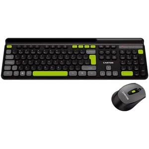 Canyon HSET-W5 Tastatur mit integrierter Maus für Zuhause/Büro, RF-Funk, QWERTY, US-Englisch, Schwarz