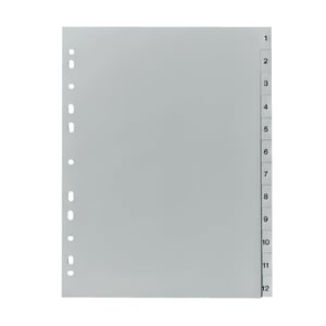 Herlitz 10843407 Card Tab Numeric Card Tab Polypropylene (PP) Gray
