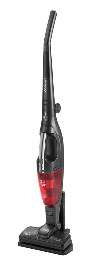 Concept VP4170 Stabstaubsauger/Elektrobürste Standstaubsauger 2 w 1 Suchy EPA-Batterie ohne Beutel 0,5 l 125 W Schwarz, Rot 2 Ah