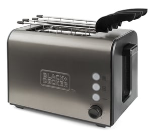 Black & Decker BXTOA900E Toaster für 7–2 Tassen, 900 W, schwarz, Edelstahl