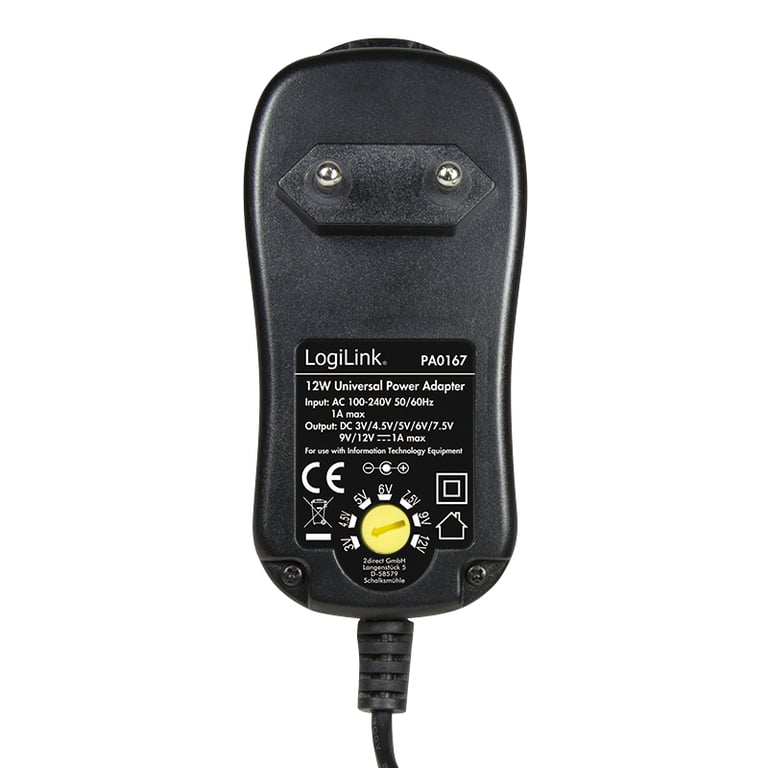LogiLink PA0167 adapter zasilający/ inwentor Wewnętrzna 12 W Czarny