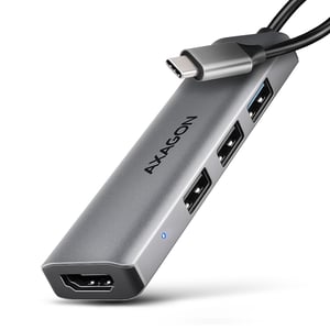 Axagon HMC-H3A Wired USB 3.2 Gen 1 (3.1 Gen 1) Type-C Docking Station, Silver