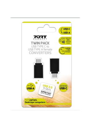 Port Designs 900142 przejściówka do kabli USB-C USB-A Czarny