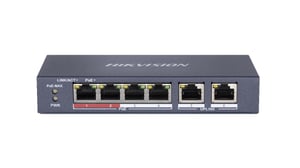 Hikvision DS-3E0106P-E/M Unmanaged Fast-Ethernet-Netzwerk-Switch (10/100) PoE-Unterstützung Tisch-/Wandmontage Blau