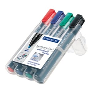 Staedtler Lumocolor Permanent Markers: Black, Blue, Green, Red (4-pack)