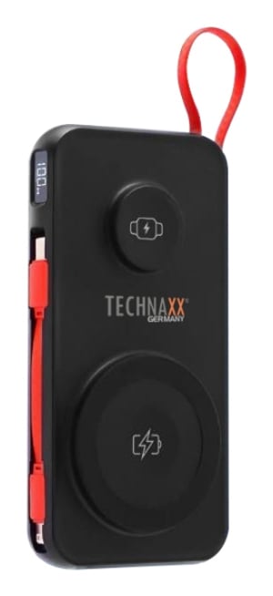 Technaxx TX-315 bank mocy Lit 10000 mAh Bezprzewodowe ładowanie Czarny, Czerwony