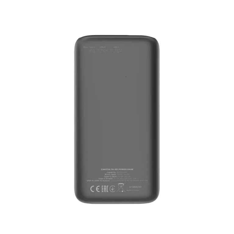 фото Зовнішній акумулятор (павербанк) Canyon PB-301 30000mAh Black (CNE-CPB301B)