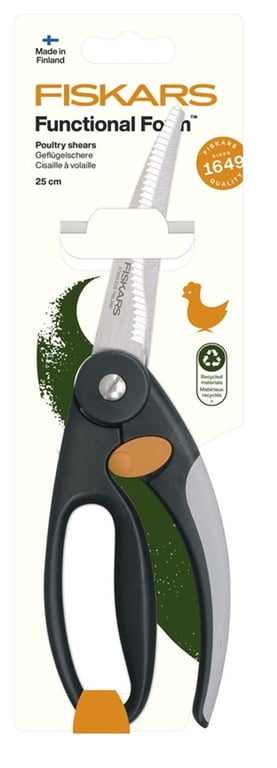 Fiskars 1003033 nożyczki kuchenne 250 mm Czarny, Szary, Pomarańczowy Uniwersalne