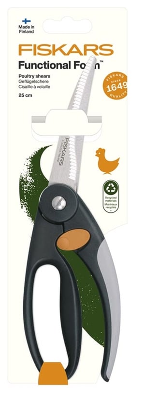 Fiskars 1003033 nożyczki kuchenne 250 mm Czarny, Szary, Pomarańczowy Uniwersalne