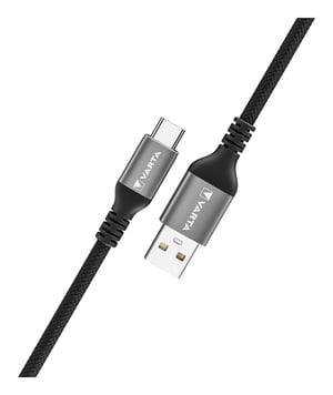 Varta 57935 kabel USB 2 m USB A USB C 5 Gbit/s 60 W Czarny, Szary