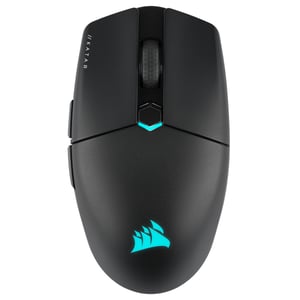 Corsair KATAR ELITE trådlös gamingmus. På höger sida: RF-trådlös + Bluetooth + USB typ A. Optisk 26 000 DPI