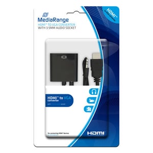 MediaRange MRCS167 adapter kablowy HDMI VGA (D-Sub) + 3.5mm Svart