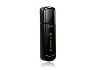 Transcend JetFlash 350 64 GB USB Flash Drive, USB Type-A 2.0, Black