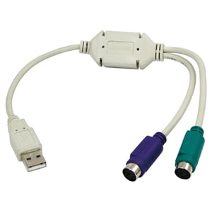 LogiLink USB – 2x PS/2-Kabel, 0,3 m, 2x 6-poliger Mini-DIN-Stecker, USB A, weiß