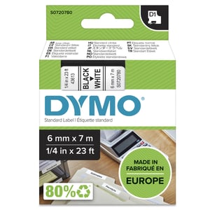 DYMO D1 Original-Etiketten | schwarzer Aufdruck auf weißem Hintergrund | 6 mm x 7 m | selbstklebende Etiketten für LabelManager-Etikettendrucker