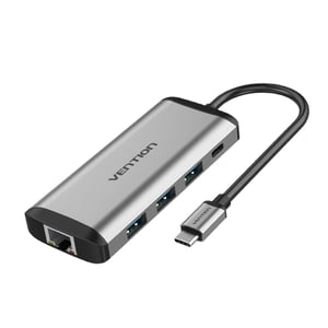 Vention THAHB Wired USB 3.2 Gen 1 (3.1 Gen 1) Type-C Docking Station, Gray, Silver