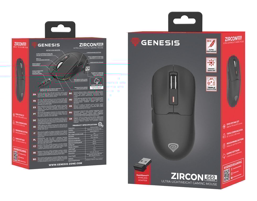 アースマジック Mysz Genesis Zircon 660 RGB Wireless Biała - Hard-Pc.pl