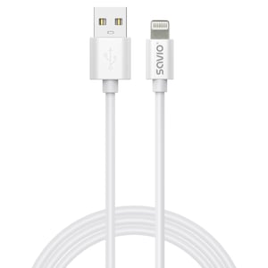 Savio Cl-193 USB 2.0 Cable, 2 m, USB-A to USB-C/Lightning, White