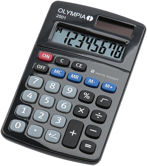 Olympia 2501 skrivbordsräknare Enkel räknare Svart, Blå, Grå