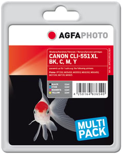 AgfaPhoto APCCLI551XLSET Tintenpatrone, 4 Stück: Schwarz, Cyan, Magenta, Gelb