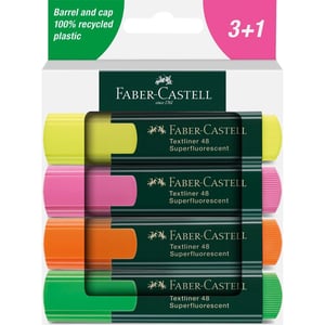 Faber-Castell Textliner 48 Marker, 4 Stück: Grün, Orange, Rosa, Gelb