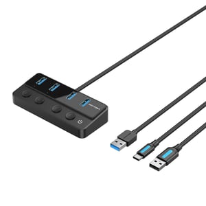 Vention CHWBF USB 3.2 Gen 1 (3.1 Gen 1) Type-A Hubs and Concentrators, 5000 Mbit/s, Black