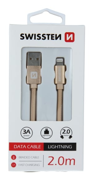 Swissten 71523304 kabel Lightning 2 m Złoto